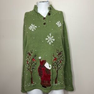 Christmas sweater Santa cardinals women’s M green